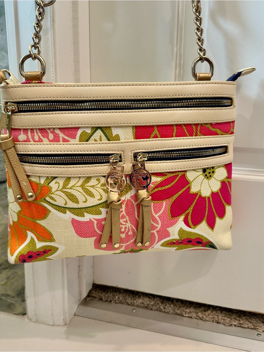 Spartina 449 Floral Crossbody in Cream, Pink, Orange, Green